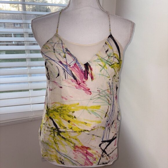 Milly 100% Silk Colorful Blouse Tank-Top size 4 - Picture 12 of 15